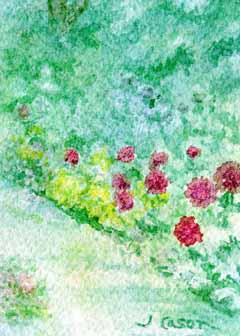 "A Walk In The Garden" by Joan Cason, Oshkosh WI - Watercolor